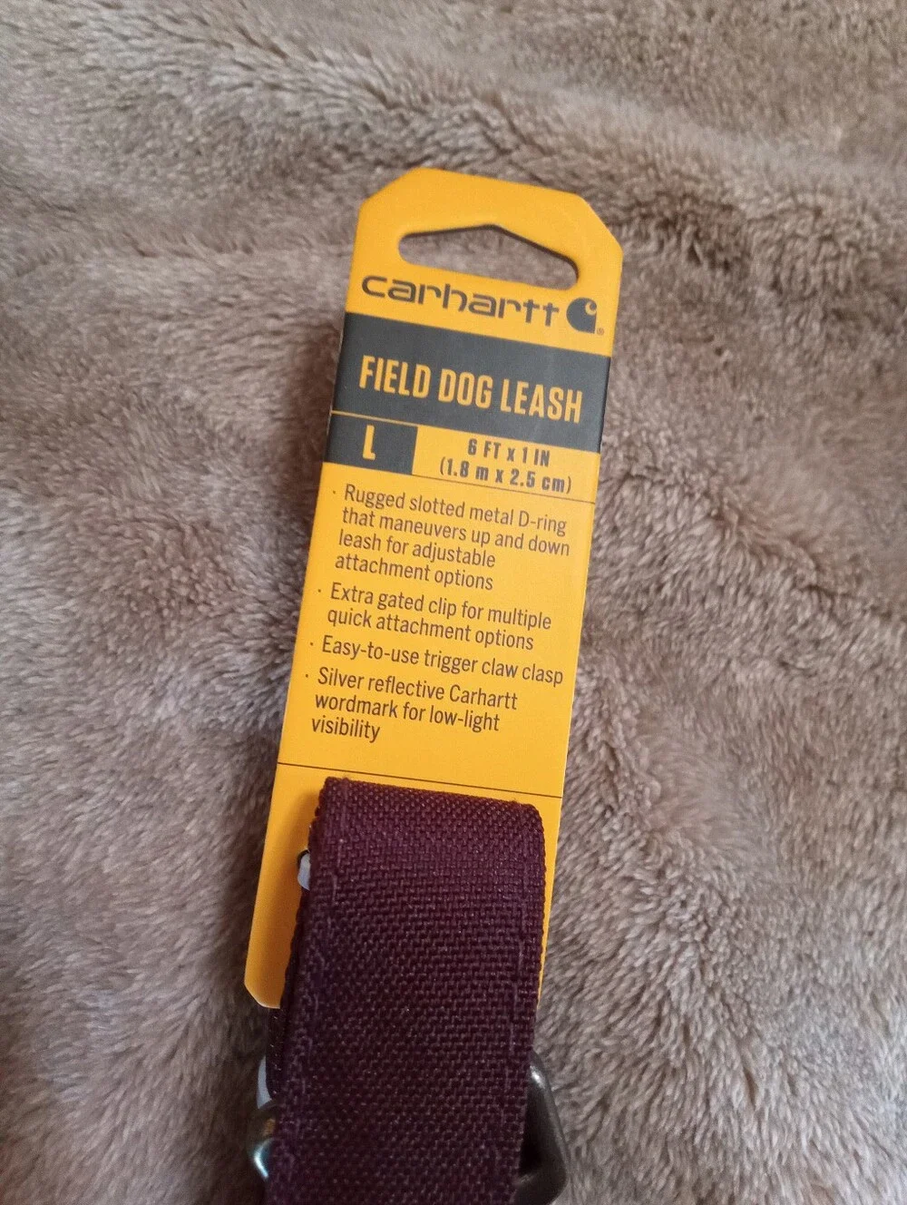 NWT • CARHARTT Field Dog Leash (Deep Wine) • Size LARGE (6ft x 1in)